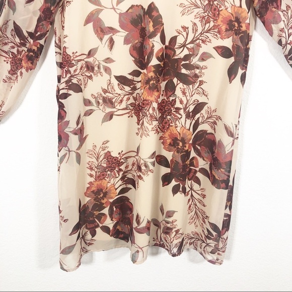 Lulus🔥SALE🔥Shifting dears tan and brown floral shift dress Small - Picture 8 of 9